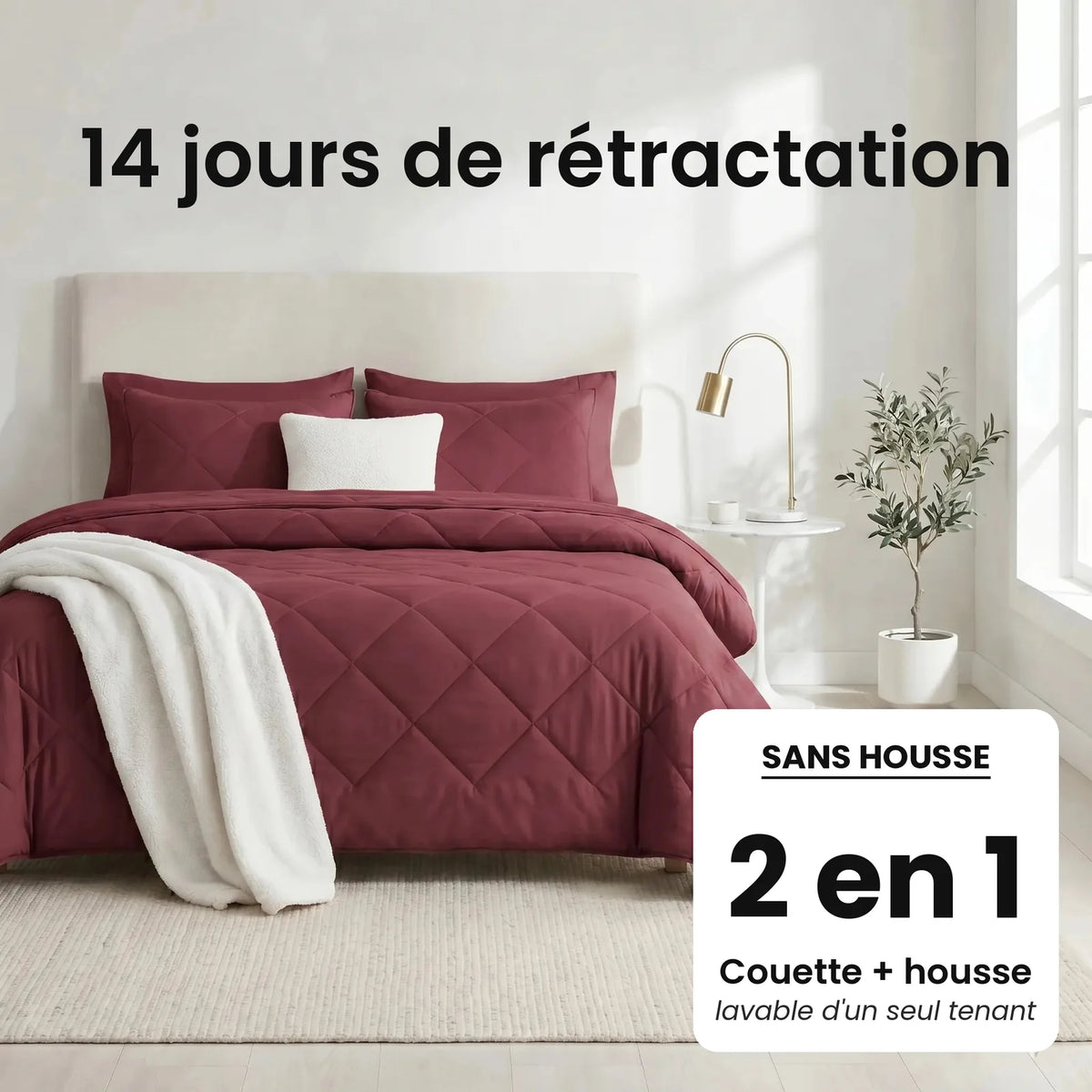 DormiPuro® 2-i-1-täcke [fr] – Vinröd