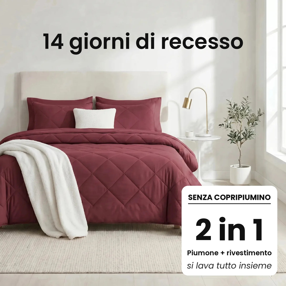 DormiPuro® 2-i-1-täcke [it] – Vinröd