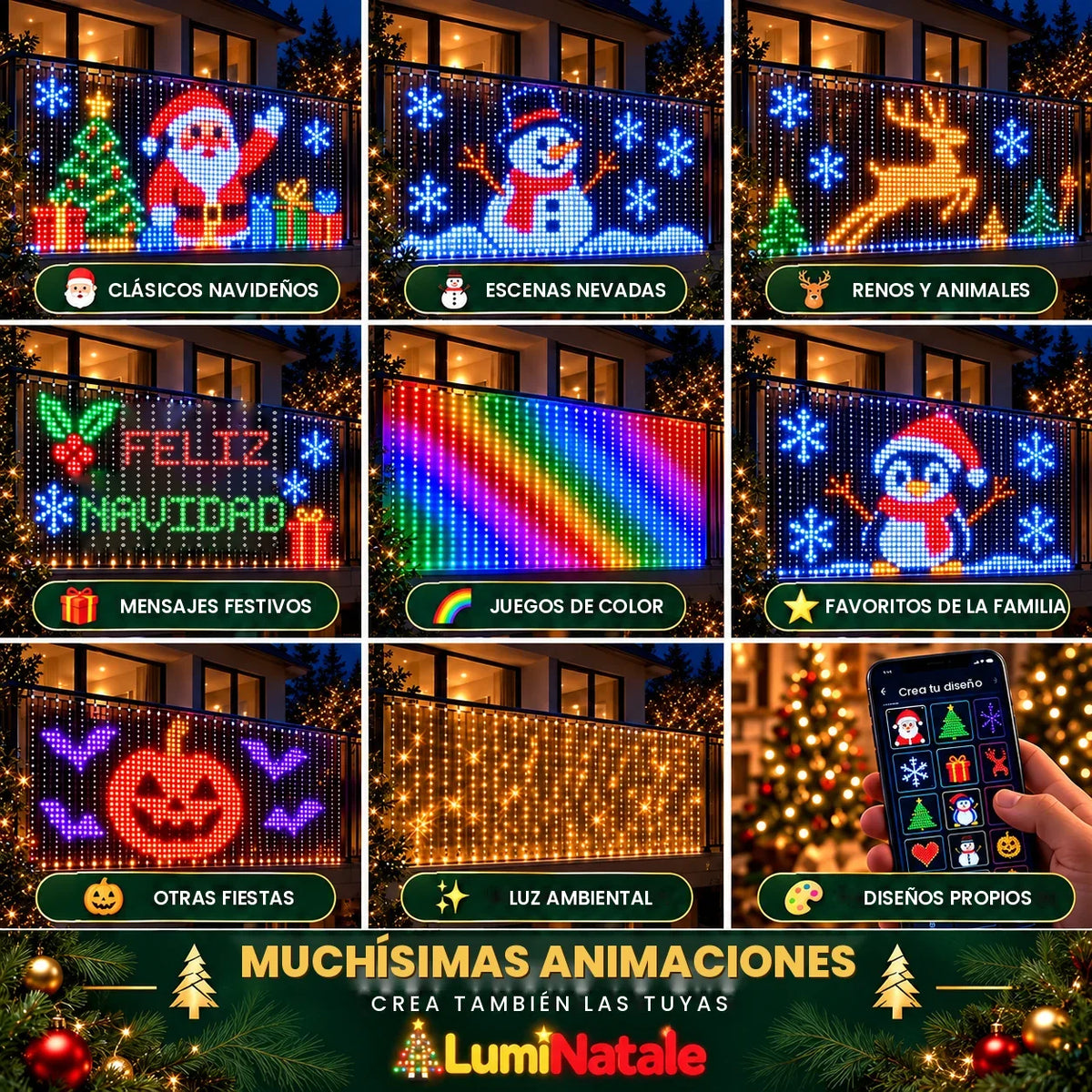 LumiNatale – animerad LED-gardin för balkongen, med app [es]