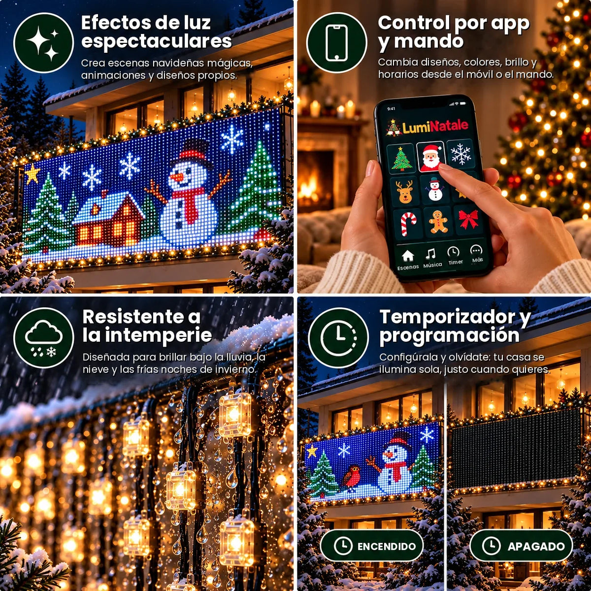 LumiNatale – animerad LED-gardin för balkongen, med app [es]