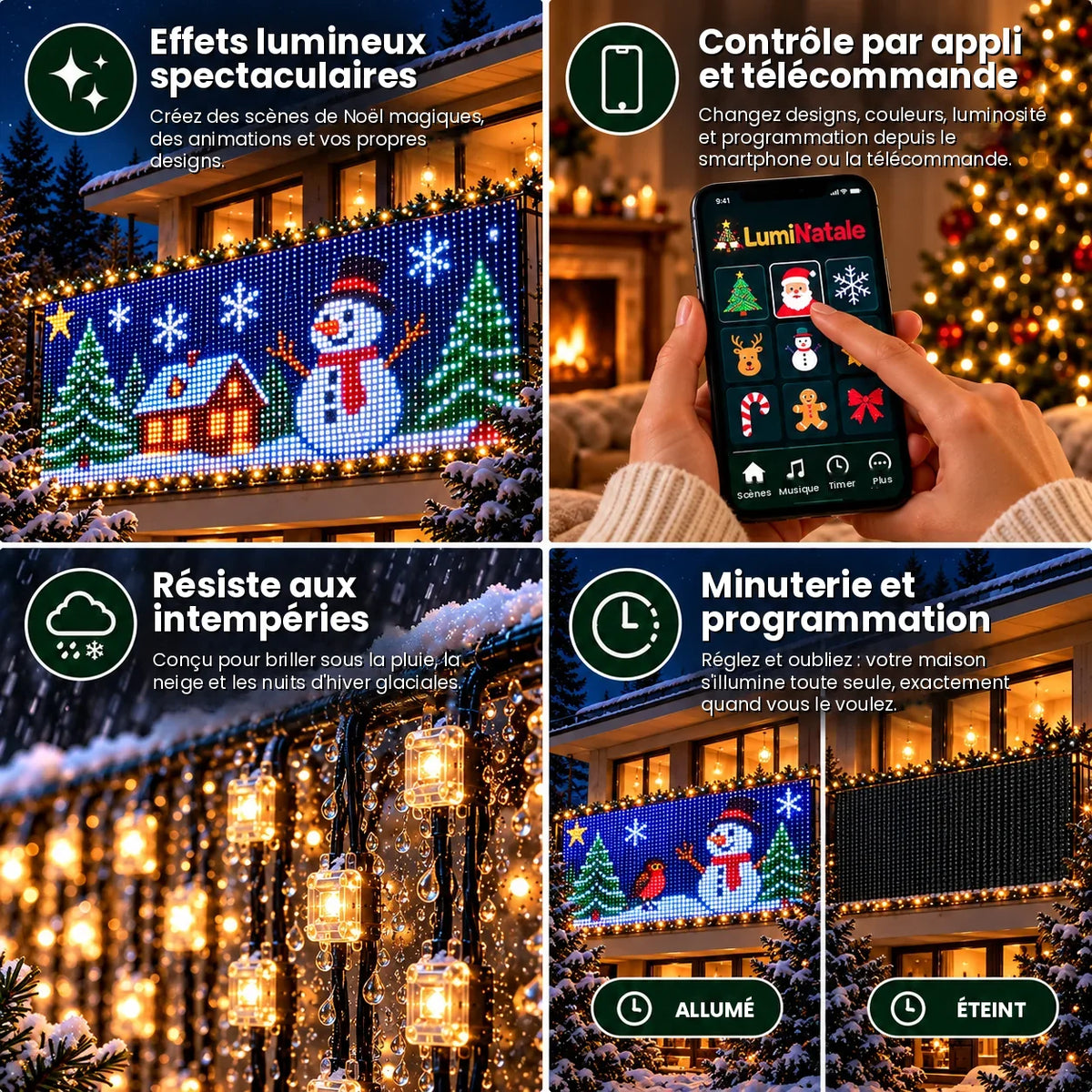 LumiNatale – animerad LED-gardin för balkongen, med app [fr]