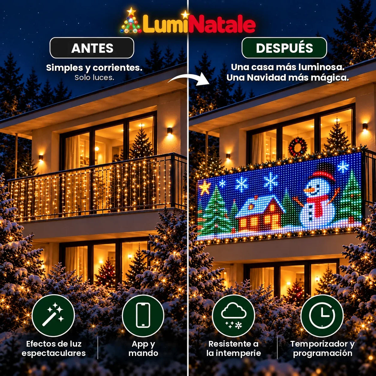 LumiNatale – animerad LED-gardin för balkongen, med app [es]