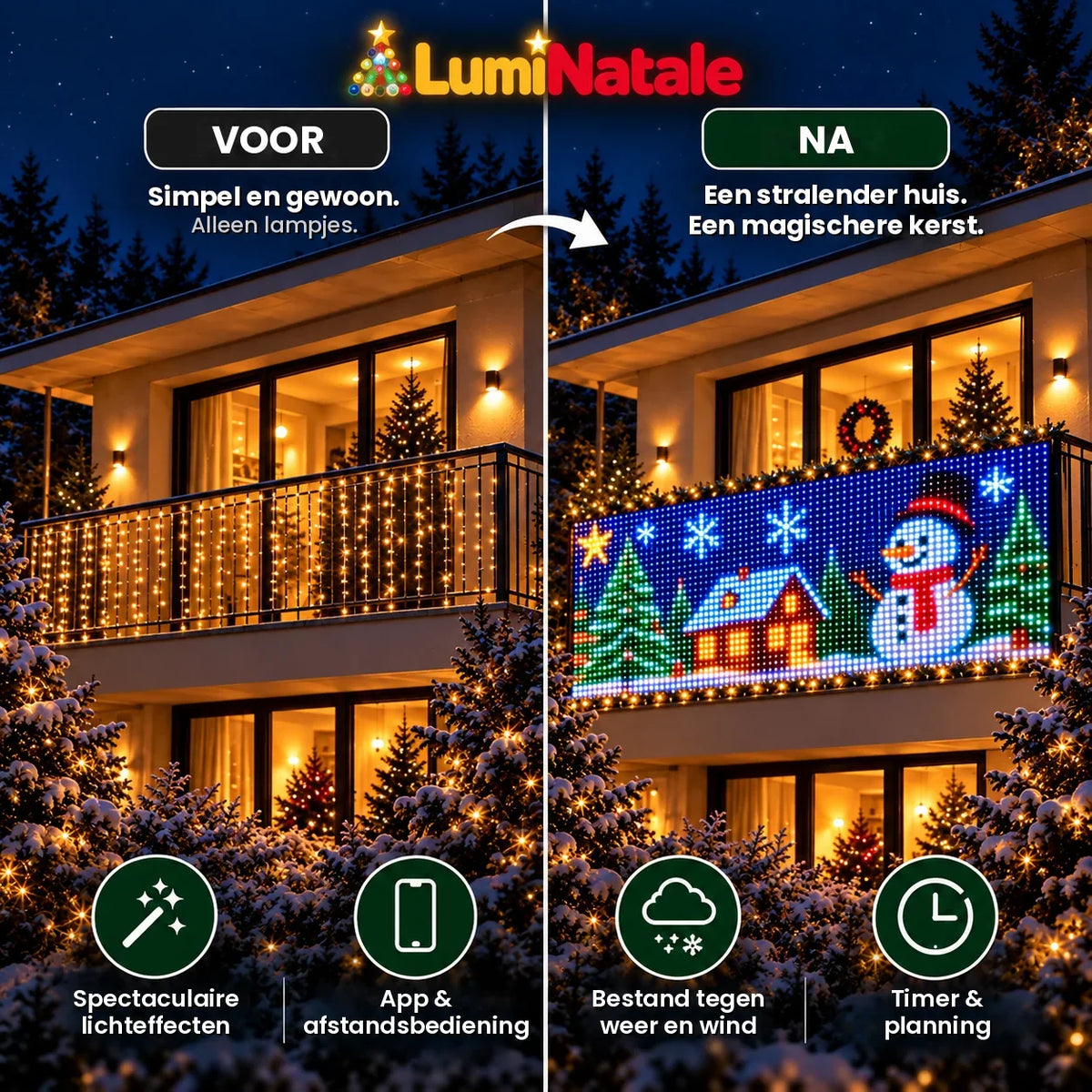 LumiNatale – animerad LED-gardin för balkongen, med app [nl]